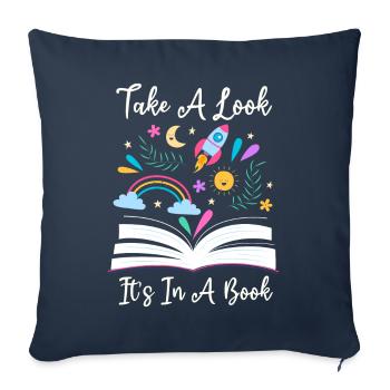 Jetez un coup d’œil C’est dans un rat de bibliothèque de lecture de livre - Housse de coussin décorative 45 x 45 cm - bleu marine - Devant