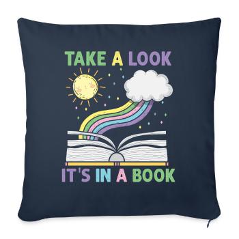Jetez un coup d’œil C’est dans un rat de bibliothèque de lecture de livre - Housse de coussin décorative 45 x 45 cm - bleu marine - Devant