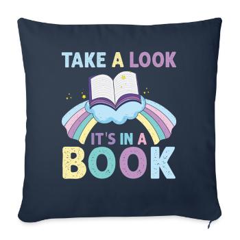 Jetez un coup d’œil C’est dans un rat de bibliothèque de lecture de livre - Housse de coussin décorative 45 x 45 cm - bleu marine - Devant