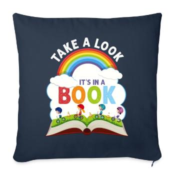 Jetez un coup d’œil C’est dans un rat de bibliothèque de lecture de livre - Housse de coussin décorative 45 x 45 cm - bleu marine - Devant