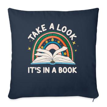 Jetez un coup d’œil C’est dans un rat de bibliothèque de lecture de livre - Housse de coussin décorative 45 x 45 cm - bleu marine - Devant