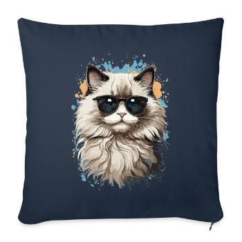 Ragdoll cat pour les vrais chats amoureux des chats - Housse de coussin décorative 45 x 45 cm - bleu marine - Devant