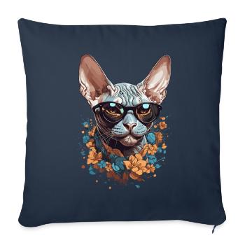 Stylish Sphinx Cat Design for Cat Love - Sofa pillowcase 17,3'' x 17,3'' (45 x 45 cm) - navy - Front