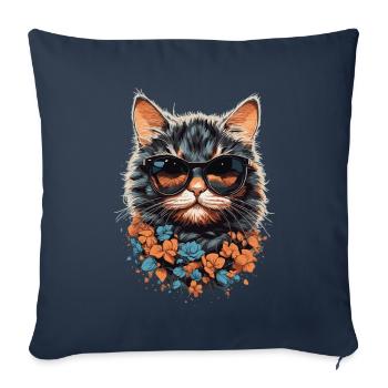 Coole Katzen Mama stylisches Design mit Katze - Sofakissenbezug 45 x 45 cm - Navy - Vorne