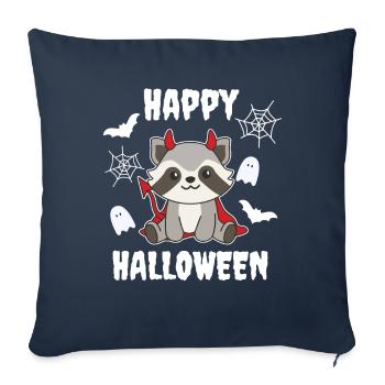 Raton laveur Joyeux Halloween Déguisement de diable - Housse de coussin décorative 45 x 45 cm - bleu marine - Devant