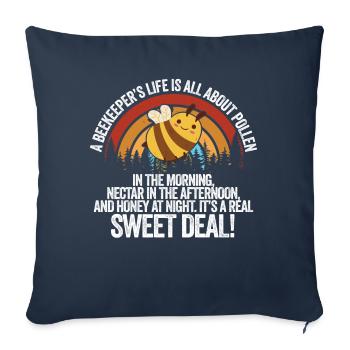 La vie des apiculteurs est une question de miel - Housse de coussin décorative 45 x 45 cm - bleu marine - Devant