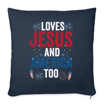 Loves Jesus and America Too God Christian - Sofa pillowcase 17,3'' x 17,3'' (45 x 45 cm) - navy - Front