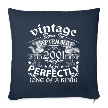 September 2001 | birthday 2001 born in September - Sofa pillowcase 17,3'' x 17,3'' (45 x 45 cm) - navy - Front