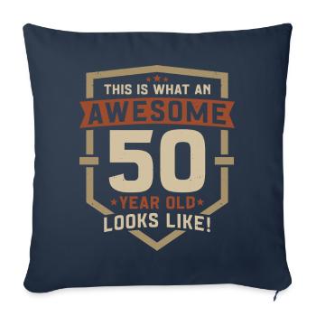 50 Cadeau d’anniversaire 50 ans Citation d’anniversaire - Housse de coussin décorative 45 x 45 cm - bleu marine - Devant