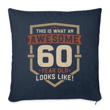 60 anniversaire 60 ans anniversaire devis cadeau - Housse de coussin décorative 45 x 45 cm - bleu marine - Devant