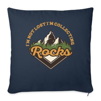 Je ne suis pas perdu Je collectionne des roches Drôle de géologie - Housse de coussin décorative 45 x 45 cm - bleu marine - Devant
