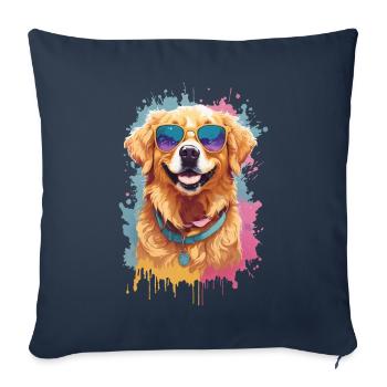Golden Retriever Color Splash Sunglasses Coolness - Sofa pillowcase 17,3'' x 17,3'' (45 x 45 cm) - navy - Front