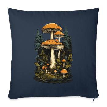 Champignons dans le style vintage champignons de forêt art cueilleurs de champignons - Housse de coussin décorative 45 x 45 cm - bleu marine - Devant