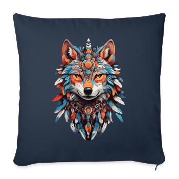 Fox Spirit Power animal des Indiens - Housse de coussin décorative 45 x 45 cm - bleu marine - Devant
