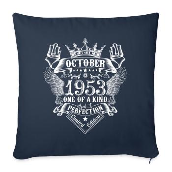 October 1953 anniversary 1953 October - Sofa pillowcase 17,3'' x 17,3'' (45 x 45 cm) - navy - Front