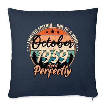 Octobre 1959 anniversaire 1959 légendes Octobre - Housse de coussin décorative 45 x 45 cm - bleu marine - Devant