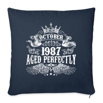 1987 | Octobre 1987 birthday Aged Perfectly - Housse de coussin décorative 45 x 45 cm - bleu marine - Devant