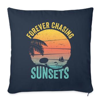 Forever Chasing Sunsets Retro Summer Vacation - Housse de coussin décorative 45 x 45 cm - bleu marine - Devant