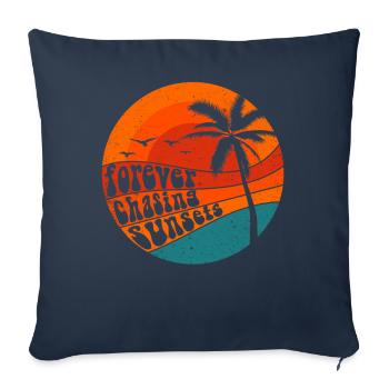 Forever Chasing Sunsets Retro Summer Vacation - Housse de coussin décorative 45 x 45 cm - bleu marine - Devant