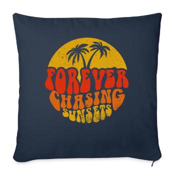 Forever Chasing Sunsets Retro Summer Vacation - Housse de coussin décorative 45 x 45 cm - bleu marine - Devant