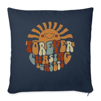 Forever Chasing Sunsets Retro Summer Vacation - Housse de coussin décorative 45 x 45 cm - bleu marine - Devant