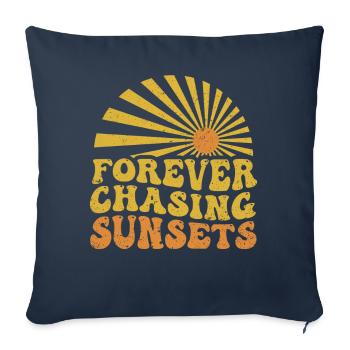 Forever Chasing Sunsets Retro Summer Vacation - Housse de coussin décorative 45 x 45 cm - bleu marine - Devant