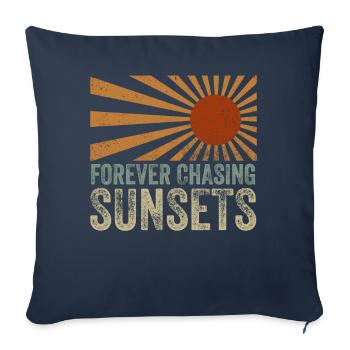 Forever Chasing Sunsets Retro Summer Vacation - Housse de coussin décorative 45 x 45 cm - bleu marine - Devant