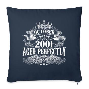 2001 | Octobre 2001 birthday Aged Perfectly - Housse de coussin décorative 45 x 45 cm - bleu marine - Devant