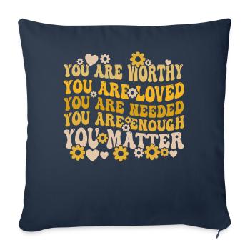 Tu comptes, la gentillesse, la gentillesse, la santé mentale, la santé mentale - Housse de coussin décorative 45 x 45 cm - bleu marine - Devant