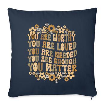 Tu comptes, la gentillesse, la gentillesse, la santé mentale, la santé mentale - Housse de coussin décorative 45 x 45 cm - bleu marine - Devant