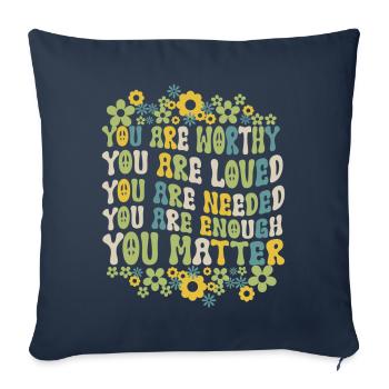 Tu comptes, la gentillesse, la gentillesse, la santé mentale, la santé mentale - Housse de coussin décorative 45 x 45 cm - bleu marine - Devant