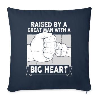 Élevé par un grand homme avec un grand cœur fête des pères - Housse de coussin décorative 45 x 45 cm - bleu marine - Devant