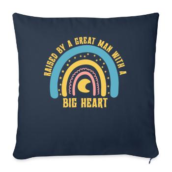 Élevé par un grand homme avec un grand cœur fête des pères - Housse de coussin décorative 45 x 45 cm - bleu marine - Devant