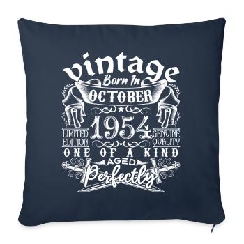 1954 Octobre 1954 anniversaire October 1954 - Housse de coussin décorative 45 x 45 cm - bleu marine - Devant