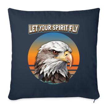 Motif d’aigle, Illustration d’aigle, dicton - Housse de coussin décorative 45 x 45 cm - bleu marine - Devant