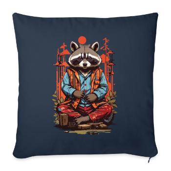 Raccoon Zen Yoga Japan Meditation Art Style - Sofa pillowcase 17,3'' x 17,3'' (45 x 45 cm) - navy - Front