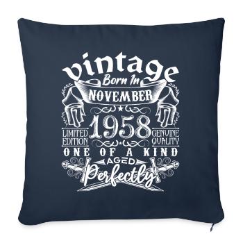 1958 Novembre 1958 anniversaire November 1958 - Housse de coussin décorative 45 x 45 cm - bleu marine - Devant