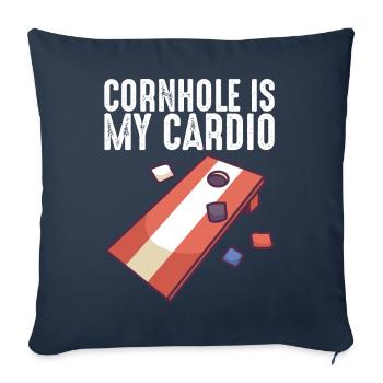 Cornhole est mon cardio cornhole sacs Cornhole - Housse de coussin décorative 45 x 45 cm - bleu marine - Devant