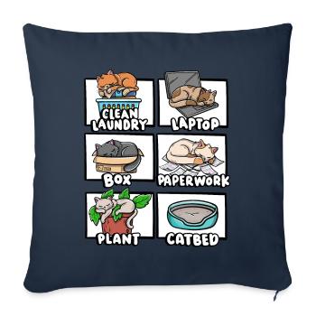 Clean Laundry Box Cat Bed Kitten Lover Sleepy - Sofa pillowcase 17,3'' x 17,3'' (45 x 45 cm) - navy - Front