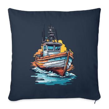 Fisherman Boat Fishing Trip and Adventure Fishing - Sofa pillowcase 17,3'' x 17,3'' (45 x 45 cm) - navy - Front