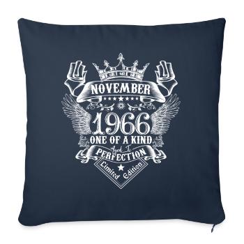 Novembre 1966 anniversaire Novembre 1966 Novembre - Housse de coussin décorative 45 x 45 cm - bleu marine - Devant