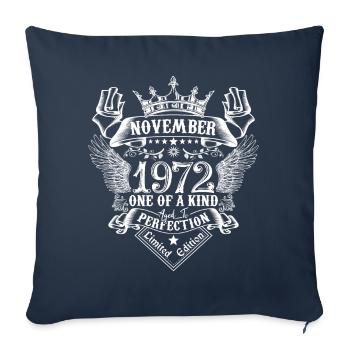 Novembre 1972 anniversaire Novembre 1972 Novembre - Housse de coussin décorative 45 x 45 cm - bleu marine - Devant