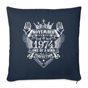Novembre 1974 anniversaire Novembre 1974 Novembre - Housse de coussin décorative 45 x 45 cm - bleu marine - Devant