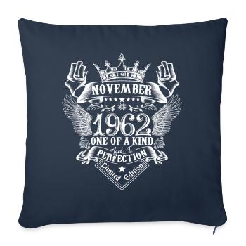 Novembre 1962 anniversaire Novembre 1962 Novembre - Housse de coussin décorative 45 x 45 cm - bleu marine - Devant