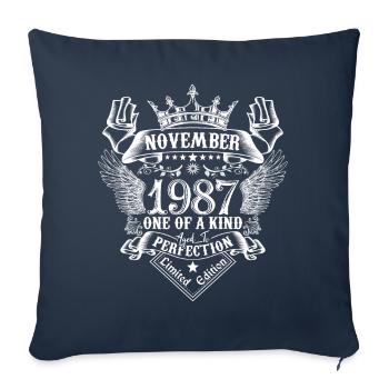 Novembre 1987 anniversaire Novembre 1987 Novembre - Housse de coussin décorative 45 x 45 cm - bleu marine - Devant