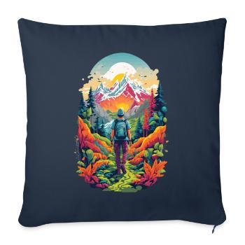 Esthétique de la montagne Randonnée Aventure dans la nature - Housse de coussin décorative 45 x 45 cm - bleu marine - Devant