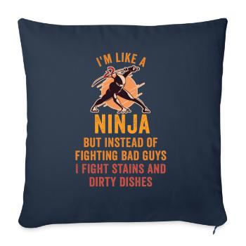 Comme une femme au foyer ninja - Housse de coussin décorative 45 x 45 cm - bleu marine - Devant