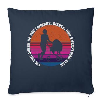 Reine du linge, de la vaisselle et de tout le reste - Housse de coussin décorative 45 x 45 cm - bleu marine - Devant