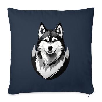 Husky Retro Dog Lover Chien Huskies Chiens - Housse de coussin décorative 45 x 45 cm - bleu marine - Devant