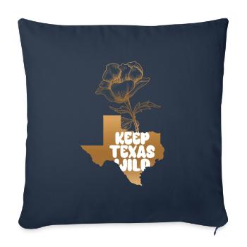 Champs de fleurs sauvages Fleurs sauvages Bluebonnet Texas - Housse de coussin décorative 45 x 45 cm - bleu marine - Devant